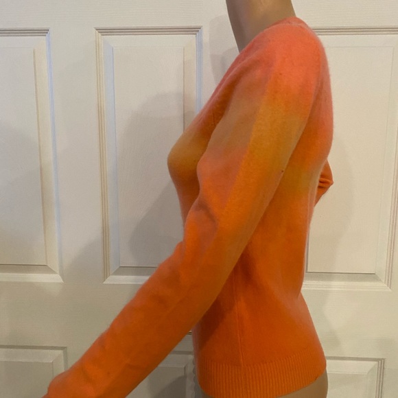 TSE CASHMERE SZ S OMBRÉ ORG/YWL V NECK SWEATER - Picture 2 of 5